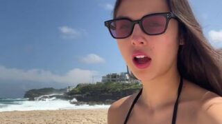 Olivia Rodrigo shows off her big boobs naked on the beach!!!